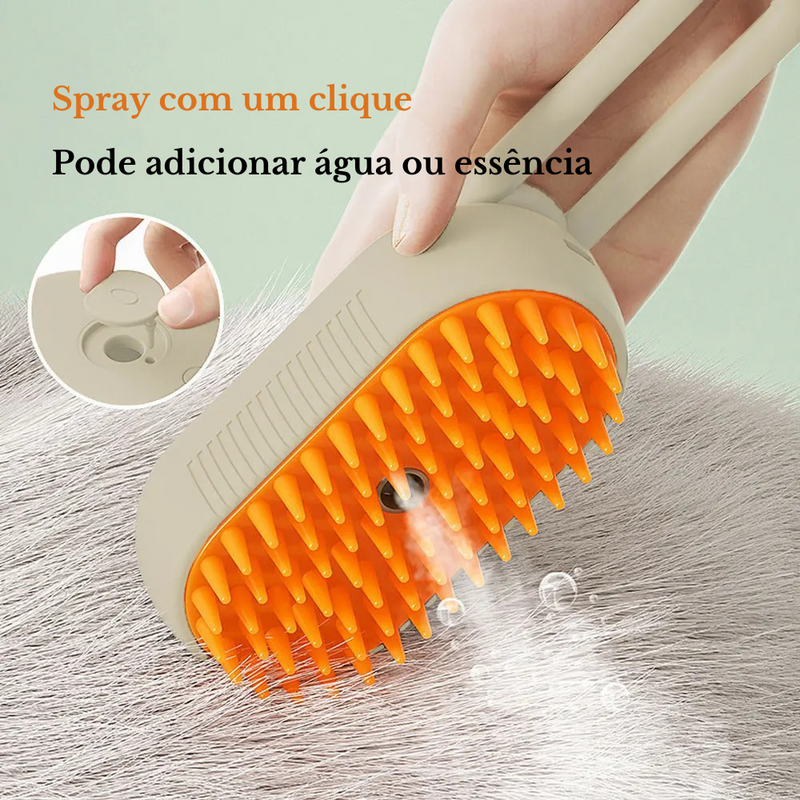 Escova A Vapor Para Gatos Cães 3 Em 1