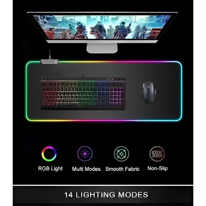 Mouse Pad Gamer Iluminado RGB MP-LED3080 80x30cm