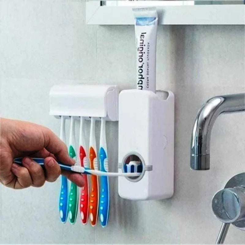 Dispenser Aplicador Automatico de Pasta Creme Dental + Suporte para 5 escovas